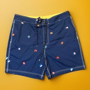 Nautica Board Swim Trunks Flag Printed Shorts Men Size 36 W